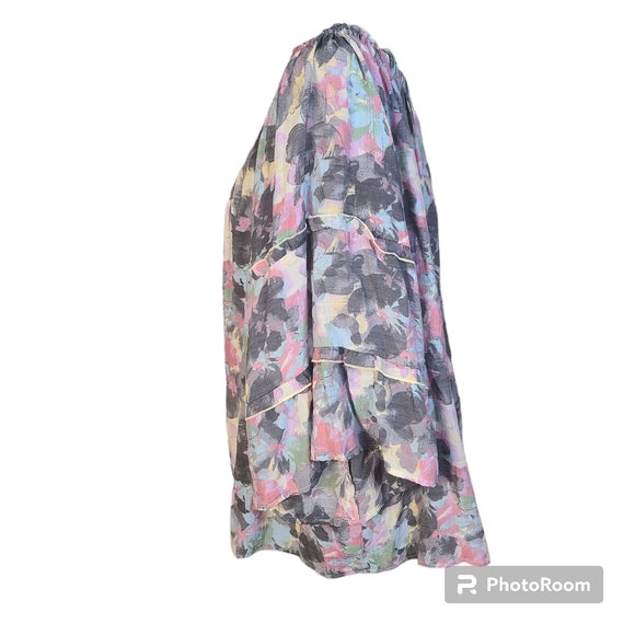 Zac and Rachel Watercolor Pastel Scoopneck Blouse Light Blue Pink Gray Size 3X - Picture 3 of 8